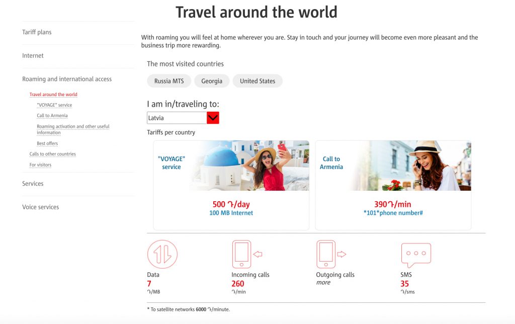 how to check roaming charges before traveling to latvia